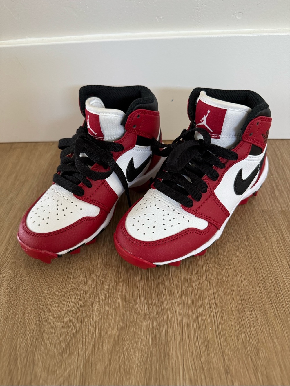 Nike Little Kids' Jordan 1 Mid Molded Football Cleats - White/Red/Black
